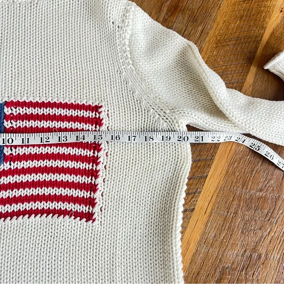Denimist American Flag Sweater Cotton Chunky Knit Coastal Grandmother S - Picture 10 of 13